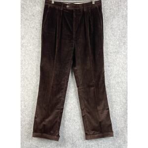Vintage Paul Stuart‎ Corduroy Pants Mens 34x30 Brown Pleated Cuffed Trouser